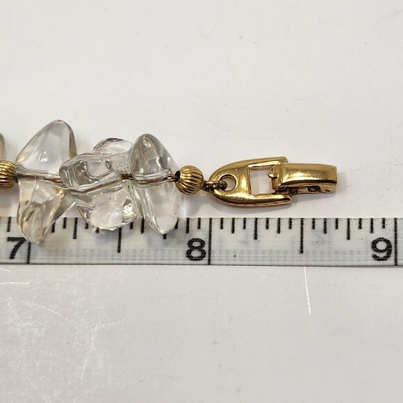 Napier Ice Collection Lucite Chip Gold Tone Bracelet Vintage Costume Jewelry 80s - Picture 6 of 6